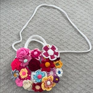 Handmade Colorful Crochet Flower Bag purchased at high end craft festival new